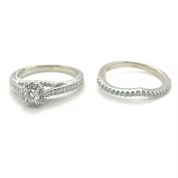 10KWG Diamond Bridal Set | Engagement & Wedding Ring - Picture 6 of 16